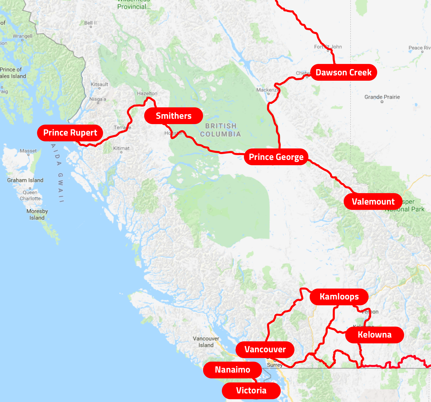 Greyhound BC Map 2018