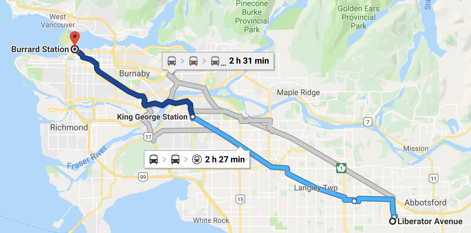 Transit to Abbotsford airport