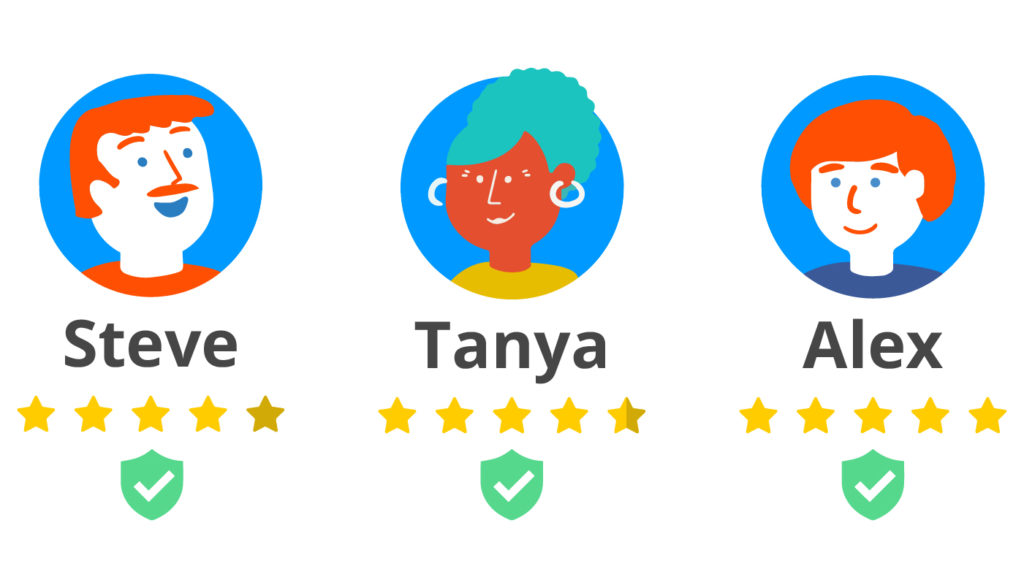 Poparide profiles with star rating and verified badges