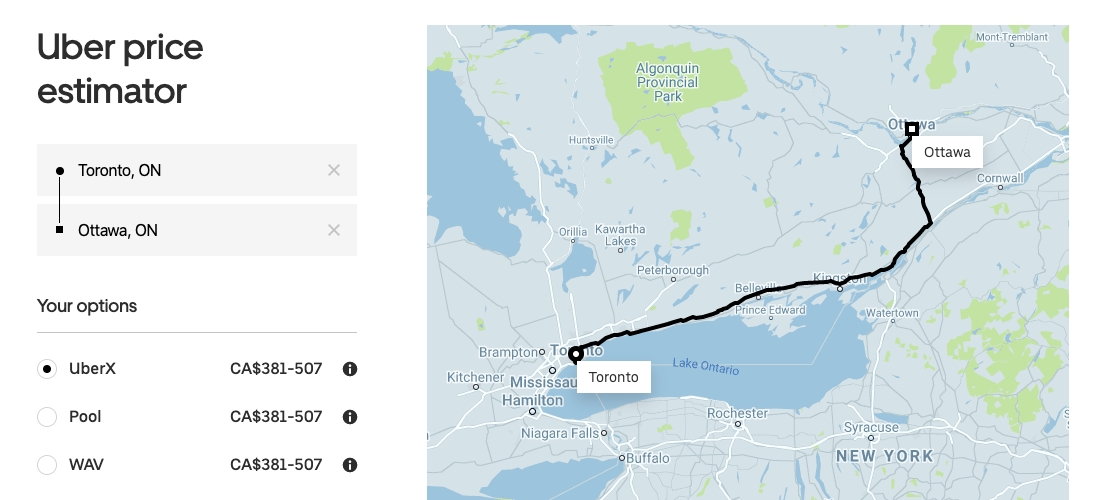 What is the cheapest way to get from Toronto to Ottawa?