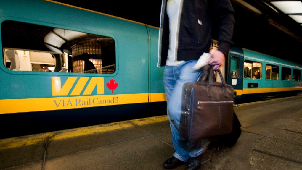 Via Rail Canada with a passenger walking