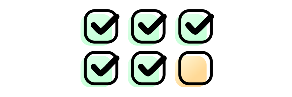 Preparation list checkboxes with one box unchecked